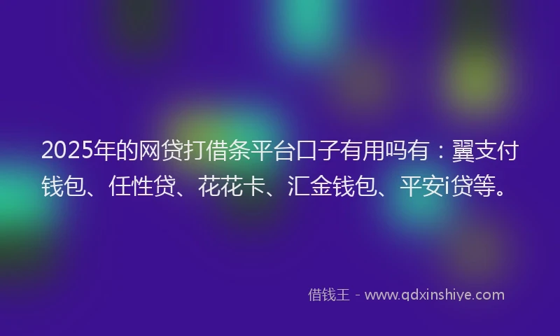 2025年的网贷打借条平台口子有用吗有：翼支付钱包、任性贷、花花卡、汇金钱包、平安i贷等。
