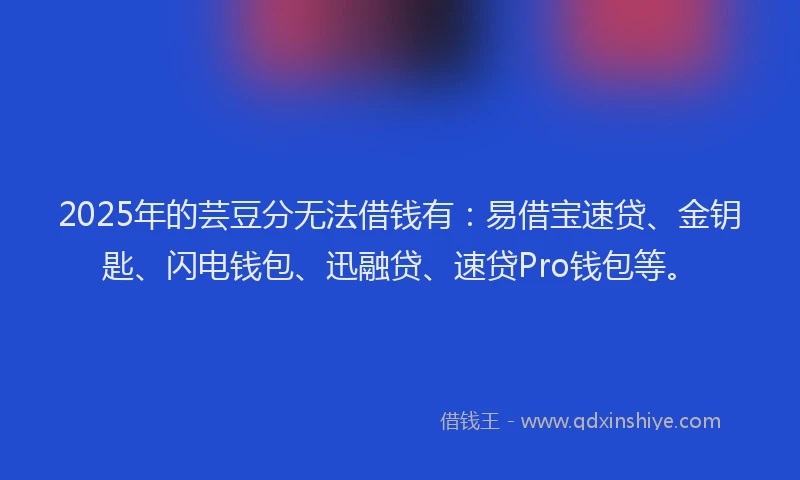 2025年的芸豆分无法借钱有：易借宝速贷、金钥匙、闪电钱包、迅融贷、速贷Pro钱包等。