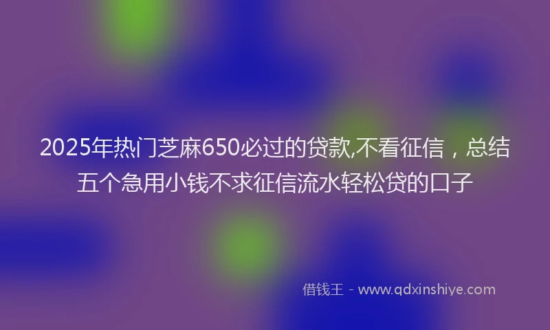 2025年热门芝麻650必过的贷款,不看征信，总结五个急用小钱不求征信流水轻松贷的口子