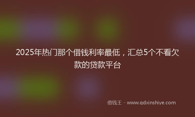 2025年热门那个借钱利率最低，汇总5个不看欠款的贷款平台