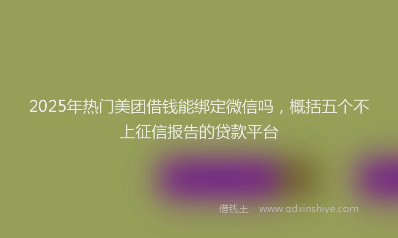 2025年热门美团借钱能绑定微信吗，概括五个不上征信报告的贷款平台