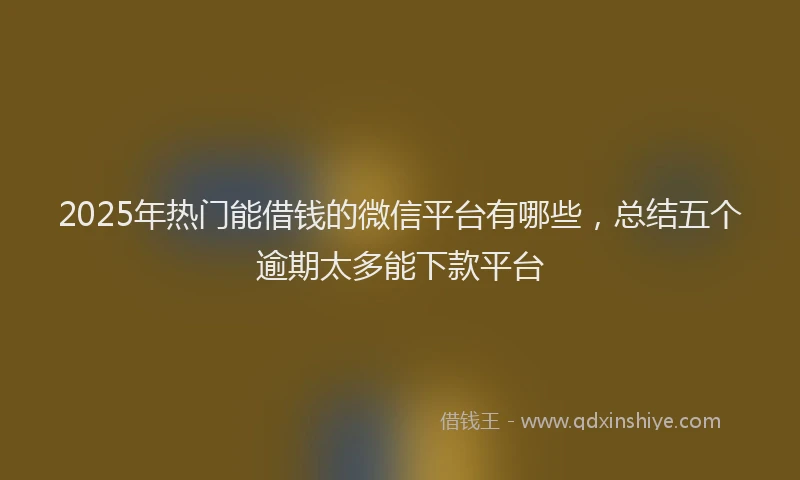 2025年热门能借钱的微信平台有哪些，总结五个逾期太多能下款平台