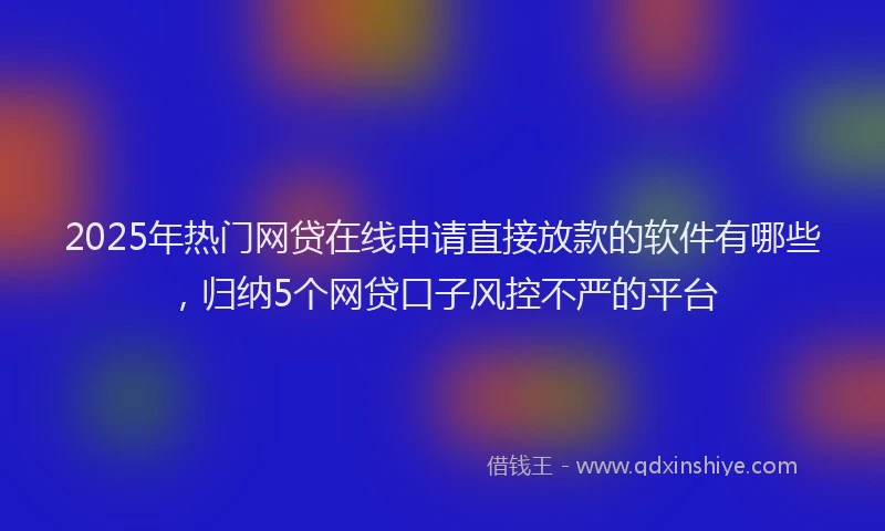 2025年热门网贷在线申请直接放款的软件有哪些，归纳5个网贷口子风控不严的平台
