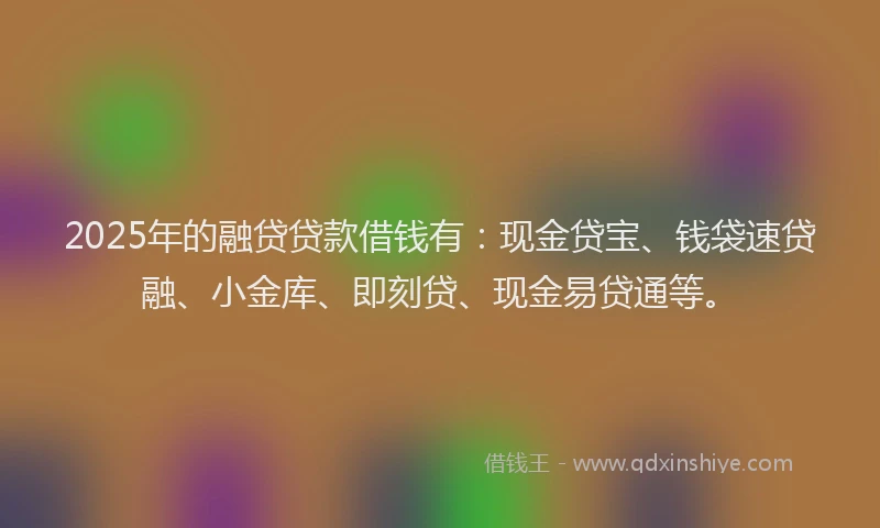 2025年的融贷贷款借钱有：现金贷宝、钱袋速贷融、小金库、即刻贷、现金易贷通等。