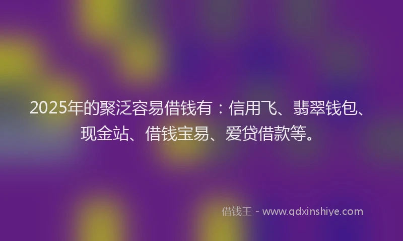 2025年的聚泛容易借钱有：信用飞、翡翠钱包、现金站、借钱宝易、爱贷借款等。