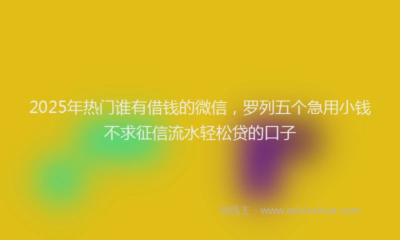 2025年热门谁有借钱的微信，罗列五个急用小钱不求征信流水轻松贷的口子