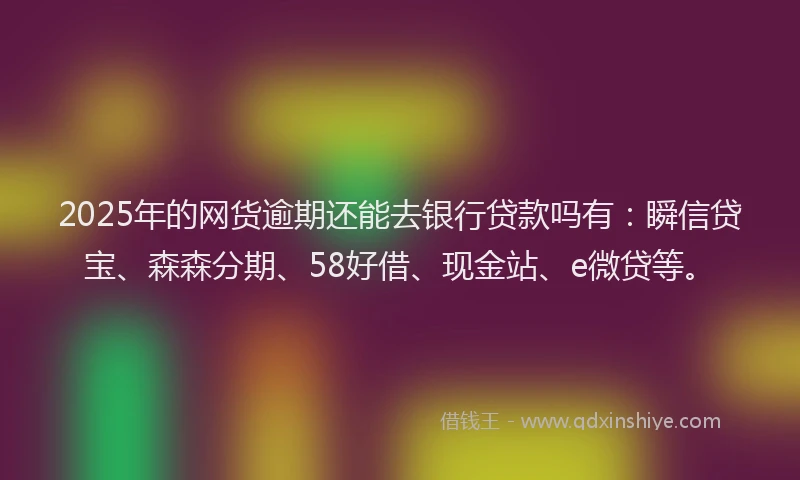 2025年的网货逾期还能去银行贷款吗有：瞬信贷宝、森森分期、58好借、现金站、e微贷等。