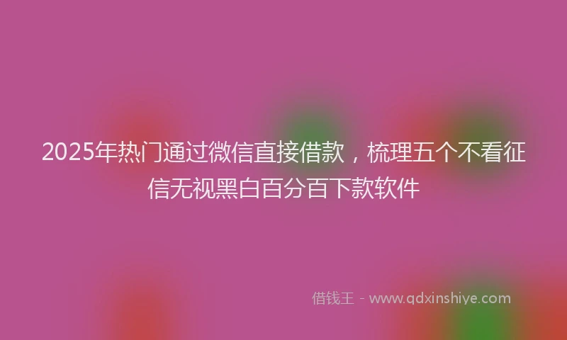 2025年热门通过微信直接借款，梳理五个不看征信无视黑白百分百下款软件