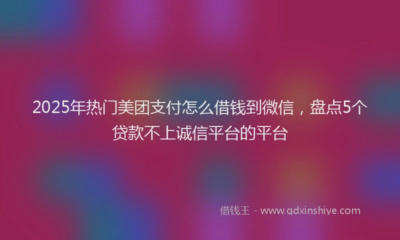 2025年热门美团支付怎么借钱到微信，盘点5个贷款不上诚信平台的平台