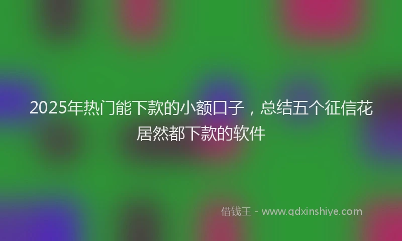 2025年热门能下款的小额口子，总结五个征信花居然都下款的软件