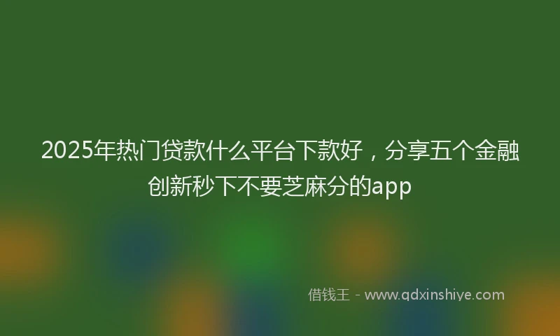 2025年热门贷款什么平台下款好，分享五个金融创新秒下不要芝麻分的app