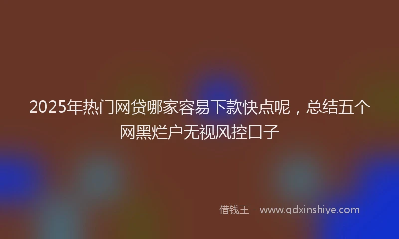 2025年热门网贷哪家容易下款快点呢，总结五个网黑烂户无视风控口子