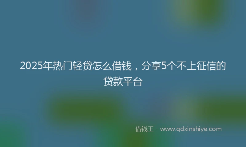 2025年热门轻贷怎么借钱，分享5个不上征信的贷款平台
