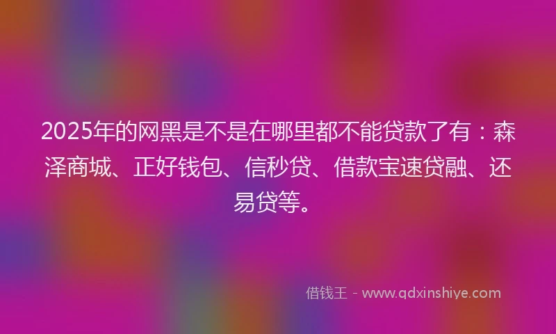 2025年的网黑是不是在哪里都不能贷款了有：森泽商城、正好钱包、信秒贷、借款宝速贷融、还易贷等。