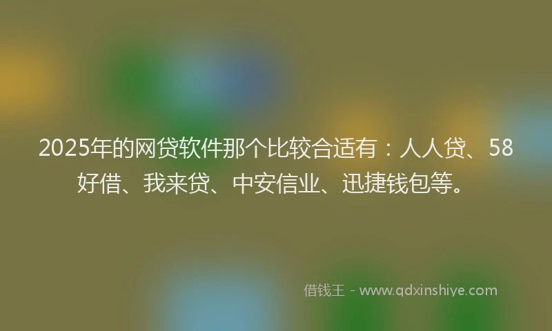 2025年的网贷软件那个比较合适有：人人贷、58好借、我来贷、中安信业、迅捷钱包等。