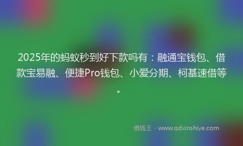 2025年的蚂蚁秒到好下款吗有：融通宝钱包、借款宝易融、便捷Pro钱包、小爱分期、柯基速借等。