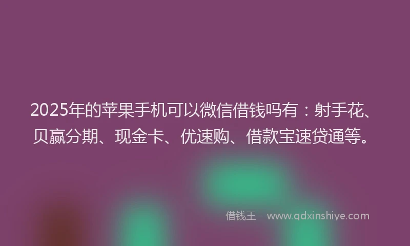 2025年的苹果手机可以微信借钱吗有：射手花、贝赢分期、现金卡、优速购、借款宝速贷通等。