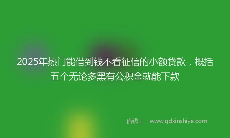 2025年热门能借到钱不看征信的小额贷款，概括五个无论多黑有公积金就能下款