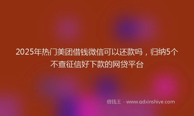 2025年热门美团借钱微信可以还款吗，归纳5个不查征信好下款的网贷平台