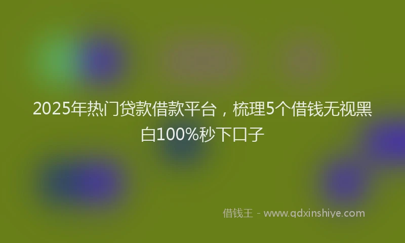 2025年热门贷款借款平台，梳理5个借钱无视黑白100%秒下口子