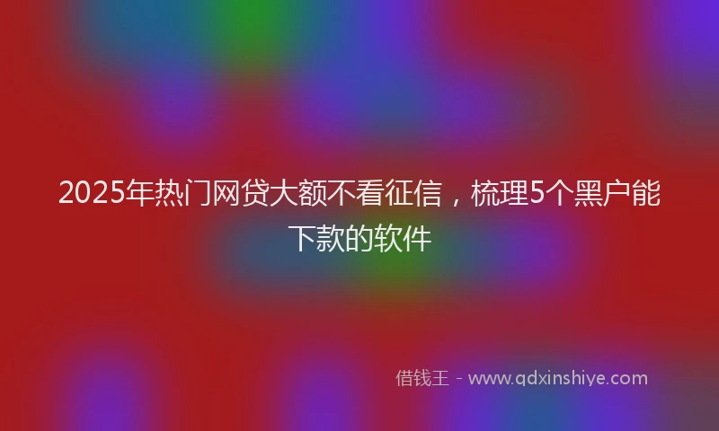 2025年热门网贷大额不看征信，梳理5个黑户能下款的软件