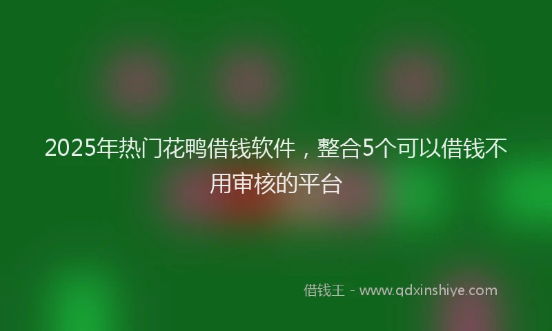 2025年热门花鸭借钱软件，整合5个可以借钱不用审核的平台