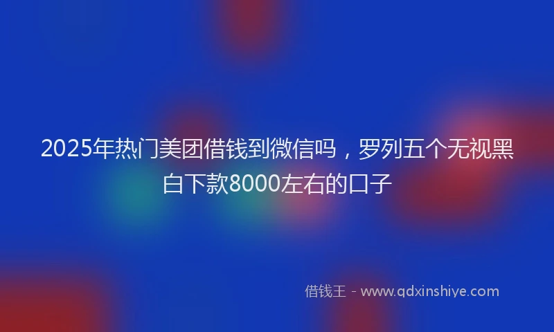 2025年热门美团借钱到微信吗，罗列五个无视黑白下款8000左右的口子