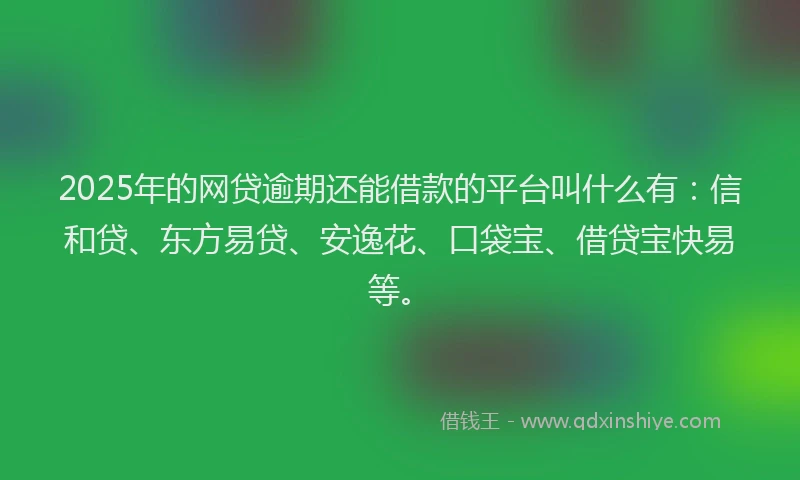 2025年的网贷逾期还能借款的平台叫什么有：信和贷、东方易贷、安逸花、口袋宝、借贷宝快易等。
