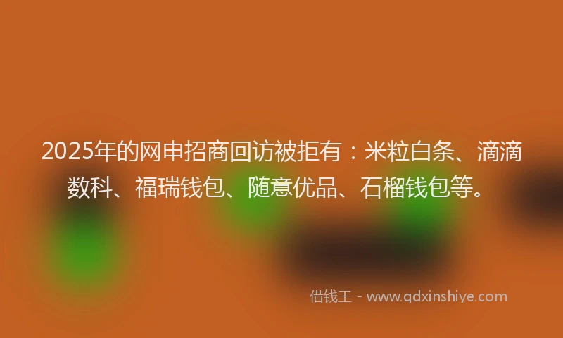 2025年的网申招商回访被拒有：米粒白条、滴滴数科、福瑞钱包、随意优品、石榴钱包等。