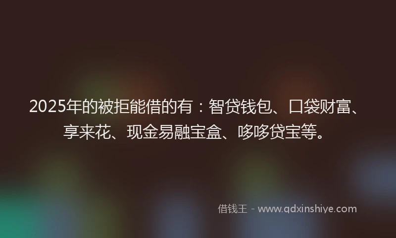 2025年的被拒能借的有：智贷钱包、口袋财富、享来花、现金易融宝盒、哆哆贷宝等。