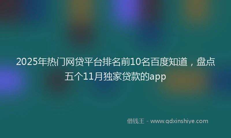 2025年热门网贷平台排名前10名百度知道，盘点五个11月独家贷款的app