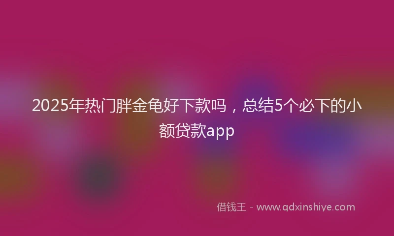 2025年热门胖金龟好下款吗，总结5个必下的小额贷款app