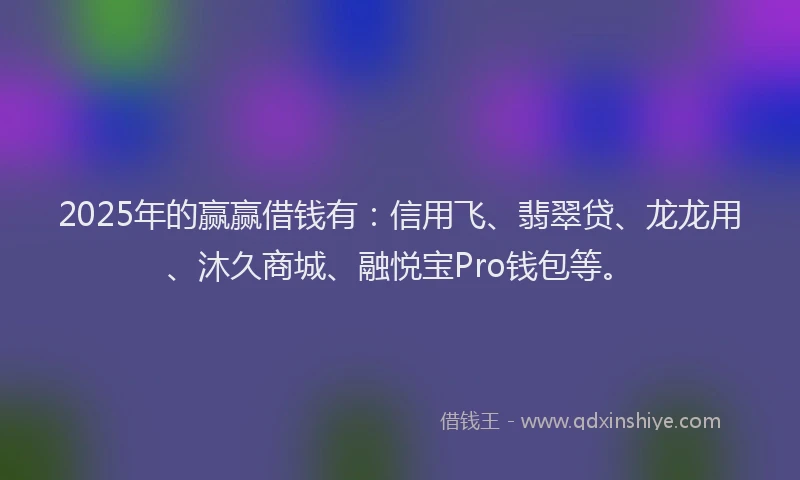 2025年的赢赢借钱有：信用飞、翡翠贷、龙龙用、沐久商城、融悦宝Pro钱包等。