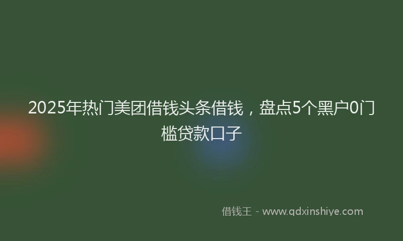 2025年热门美团借钱头条借钱，盘点5个黑户0门槛贷款口子