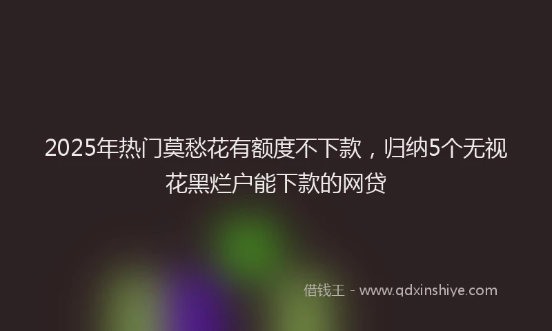 2025年热门莫愁花有额度不下款，归纳5个无视花黑烂户能下款的网贷