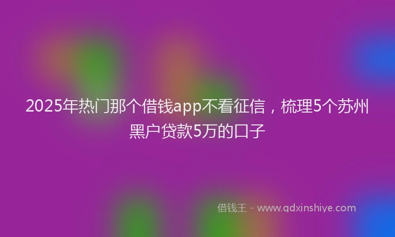 2025年热门那个借钱app不看征信，梳理5个苏州黑户贷款5万的口子