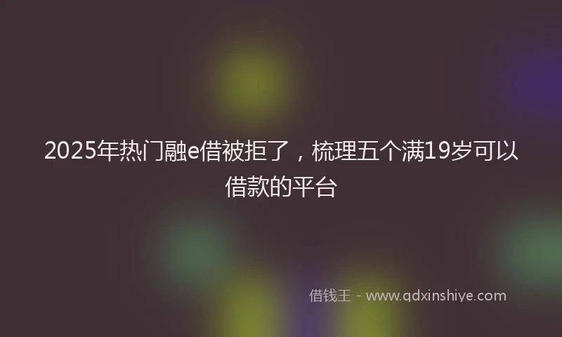 2025年热门融e借被拒了，梳理五个满19岁可以借款的平台