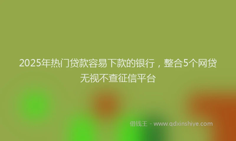 2025年热门贷款容易下款的银行，整合5个网贷无视不查征信平台