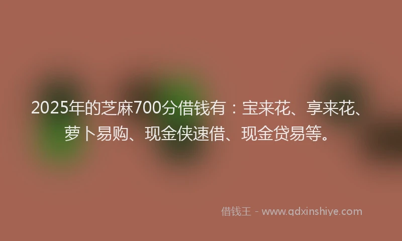 2025年的芝麻700分借钱有：宝来花、享来花、萝卜易购、现金侠速借、现金贷易等。
