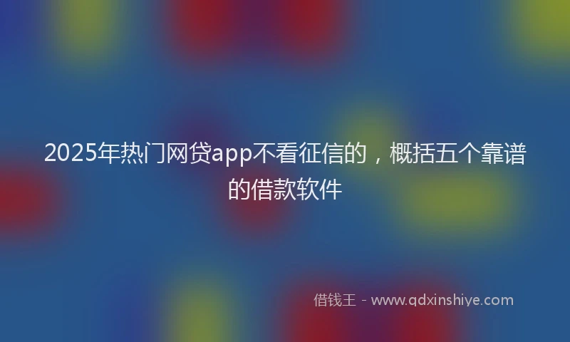 2025年热门网贷app不看征信的，概括五个靠谱的借款软件