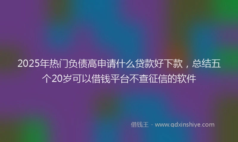 2025年热门负债高申请什么贷款好下款，总结五个20岁可以借钱平台不查征信的软件