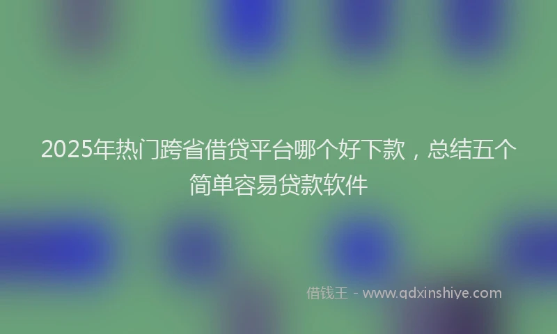 2025年热门跨省借贷平台哪个好下款，总结五个简单容易贷款软件