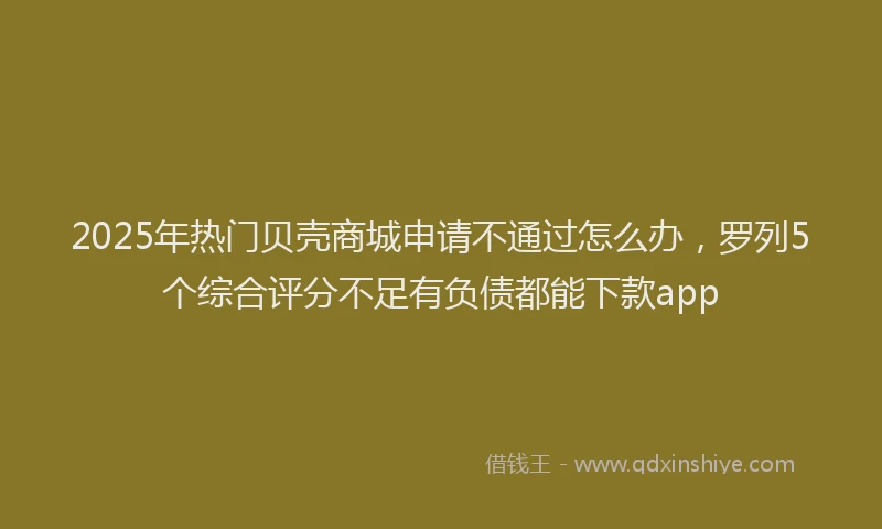 2025年热门贝壳商城申请不通过怎么办，罗列5个综合评分不足有负债都能下款app