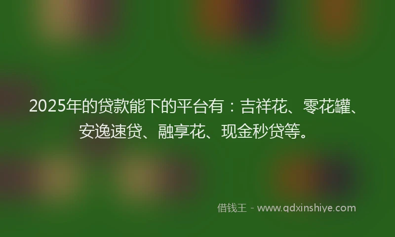 2025年的贷款能下的平台有：吉祥花、零花罐、安逸速贷、融享花、现金秒贷等。