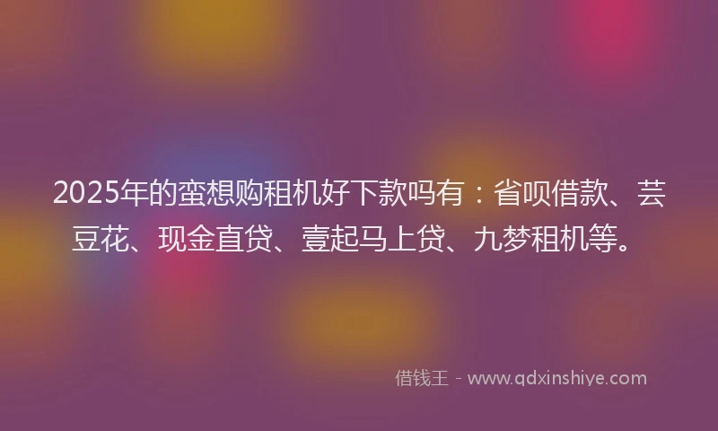 2025年的蛮想购租机好下款吗有：省呗借款、芸豆花、现金直贷、壹起马上贷、九梦租机等。