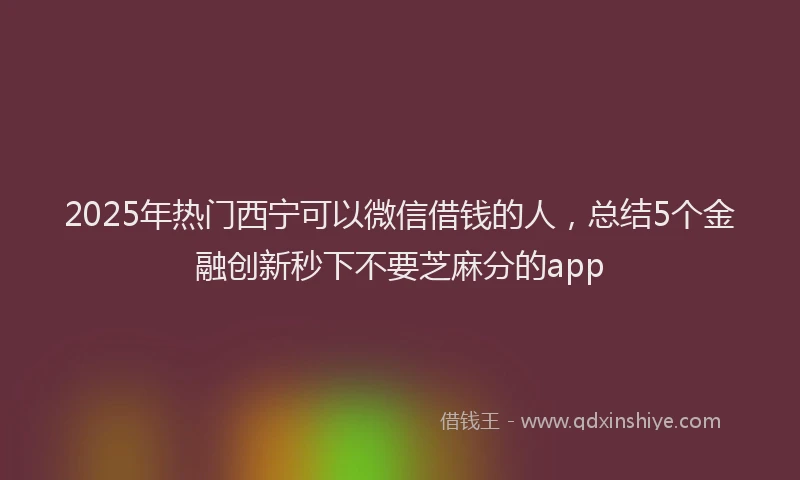 2025年热门西宁可以微信借钱的人，总结5个金融创新秒下不要芝麻分的app