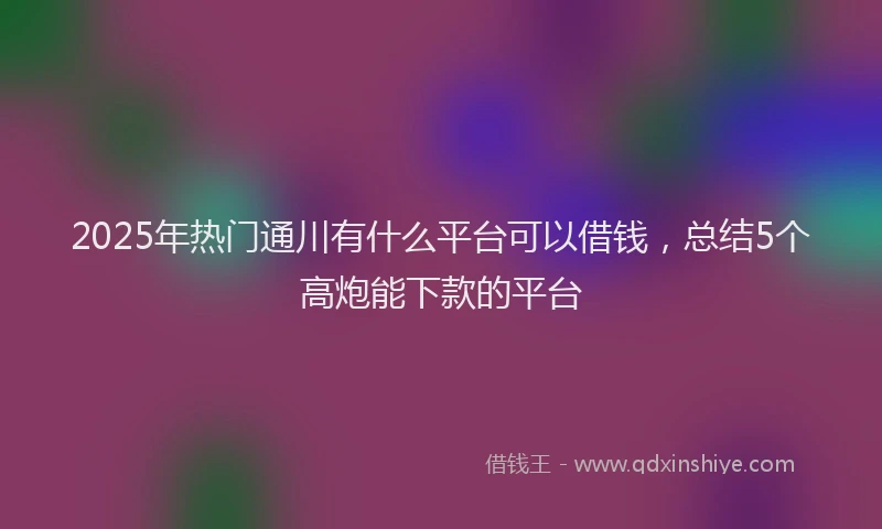 2025年热门通川有什么平台可以借钱，总结5个高炮能下款的平台