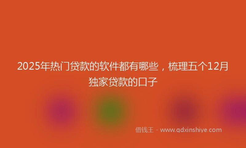 2025年热门贷款的软件都有哪些，梳理五个12月独家贷款的口子