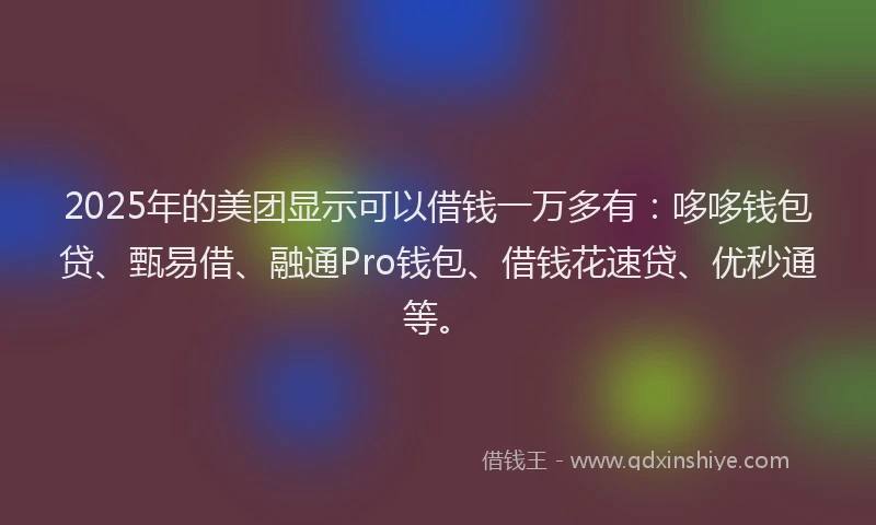 2025年的美团显示可以借钱一万多有：哆哆钱包贷、甄易借、融通Pro钱包、借钱花速贷、优秒通等。