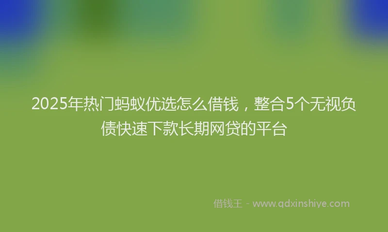 2025年热门蚂蚁优选怎么借钱，整合5个无视负债快速下款长期网贷的平台